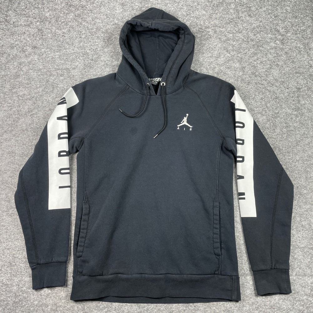 Jordan Pullover Hoodie Mens Medium Black Jumpman Block Sleeve Raglan 806031-010